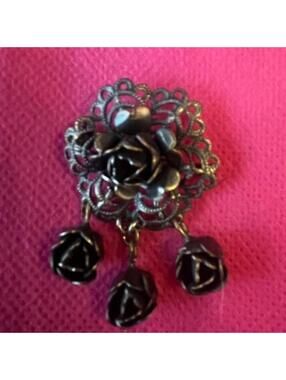 Vintage Filigree rose brooch /Pendent